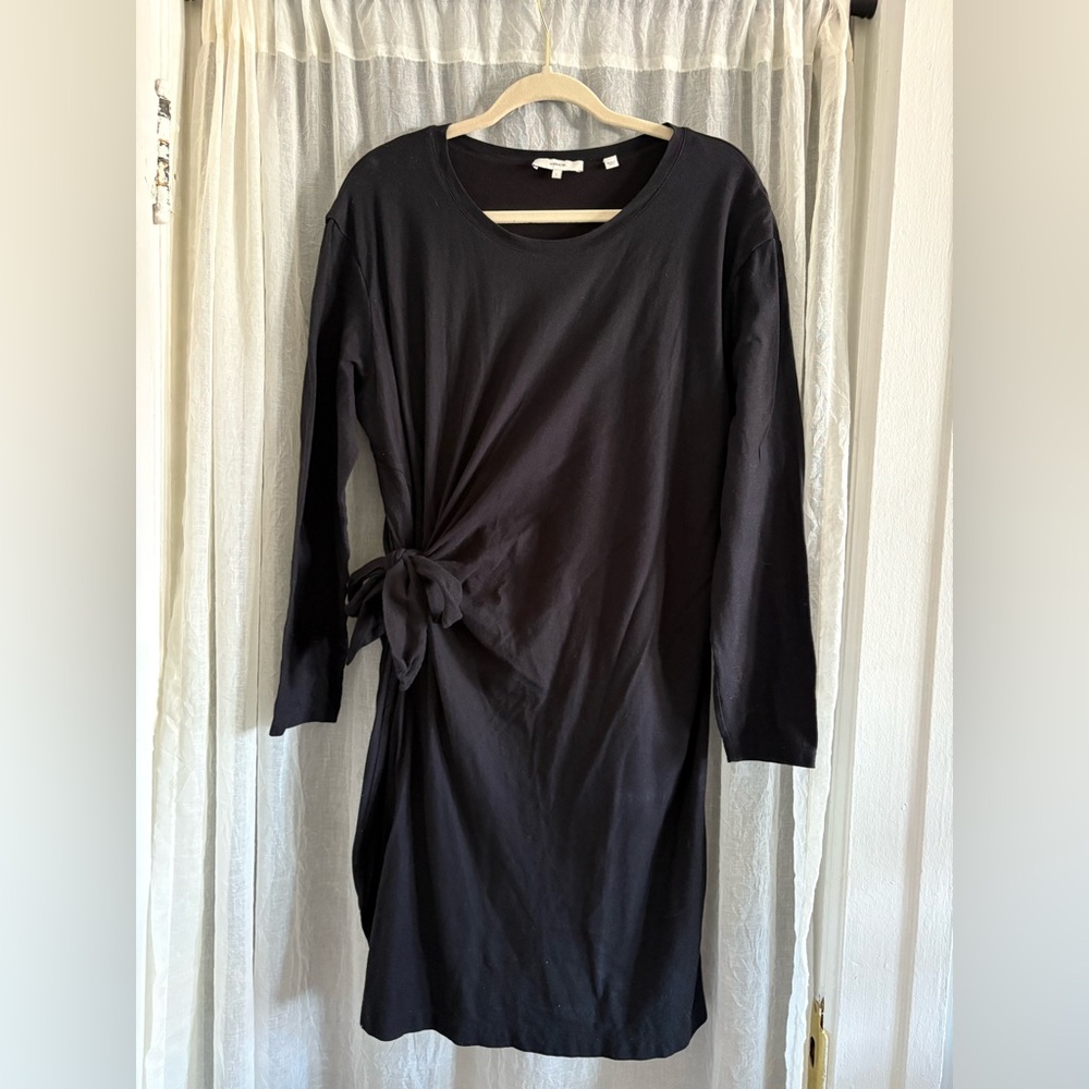 Vince Black Long Sleeve Dress with Side Tie Size L